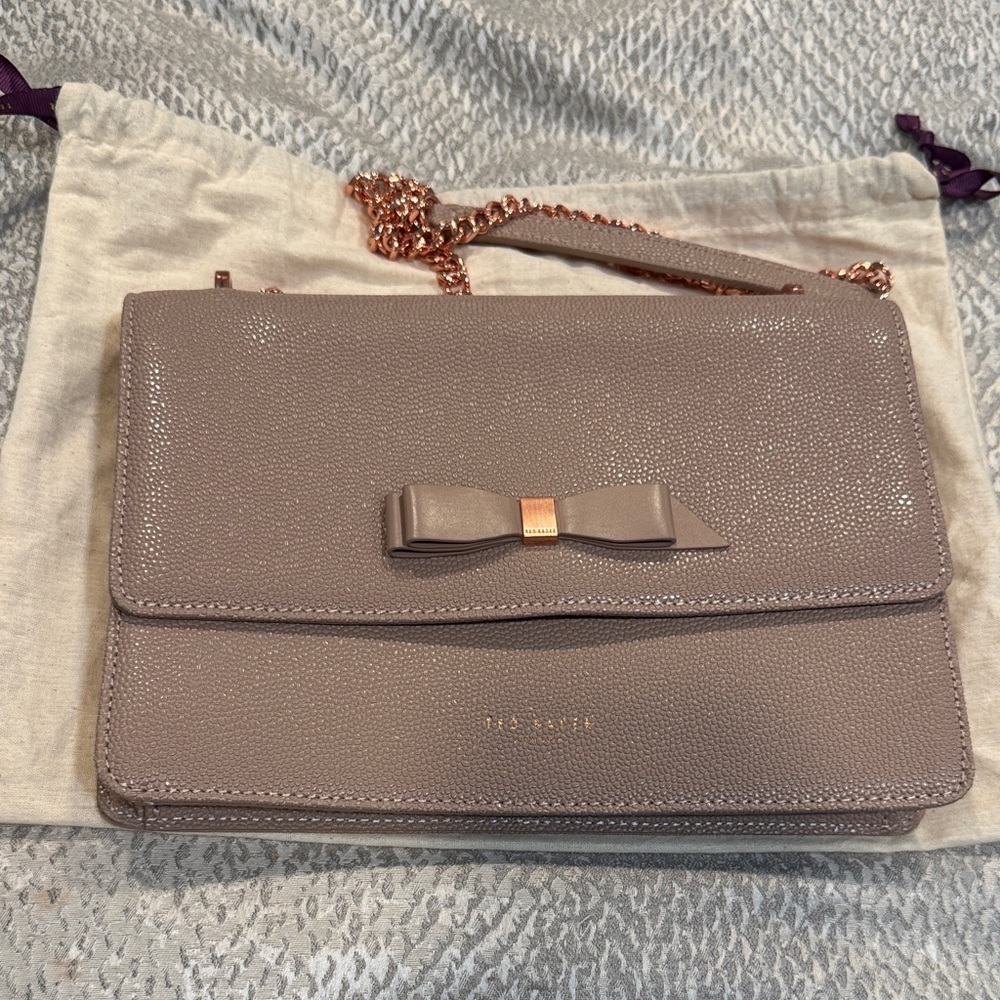 Ted Baker Gray Crossbody Bag with Bow Accent